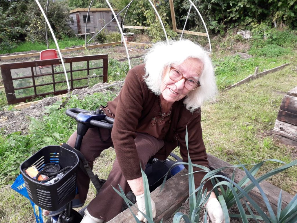 Janet at the allotment