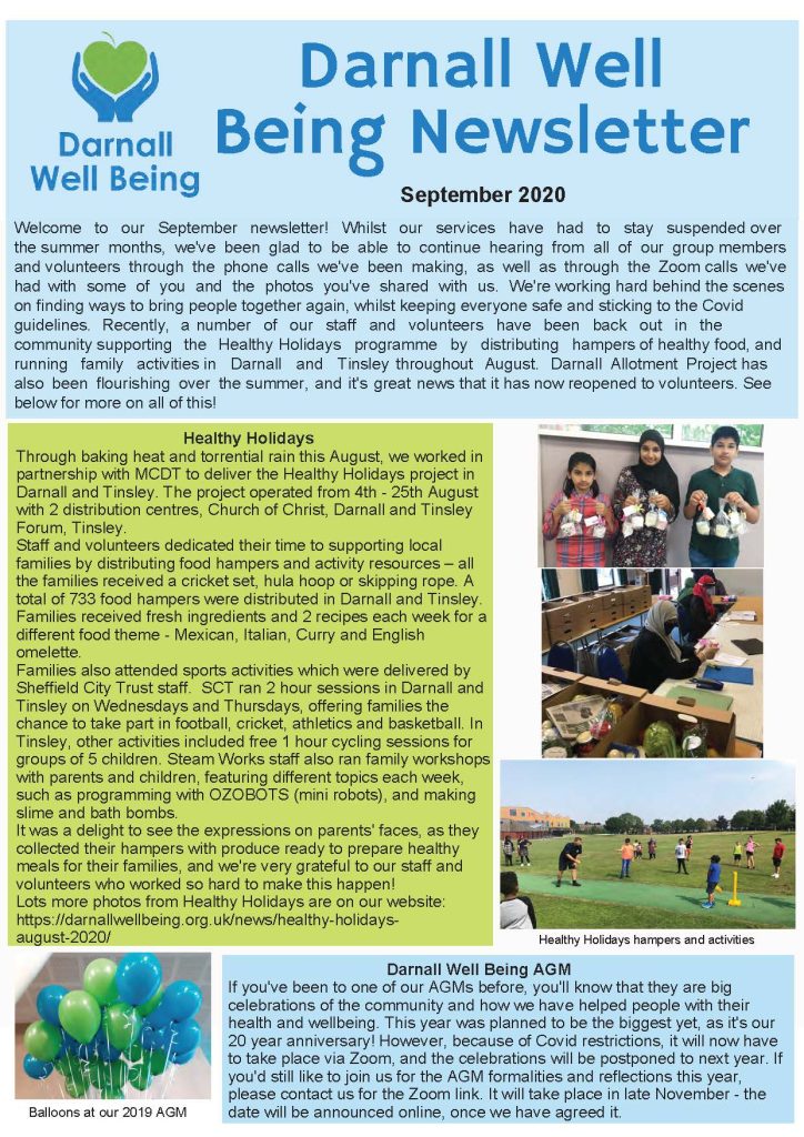 Photo of page 1 of DWB newsletter