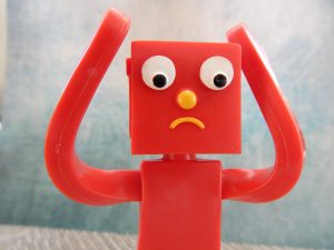 Photo of worried red robot