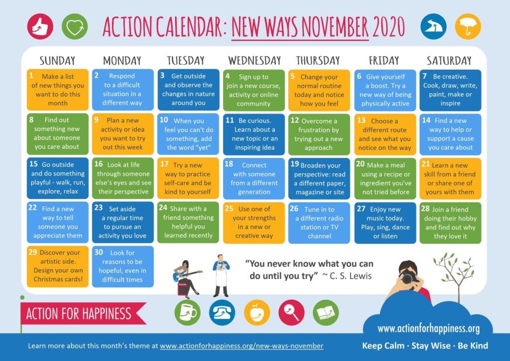 Calendar of positive ideas for November 2020