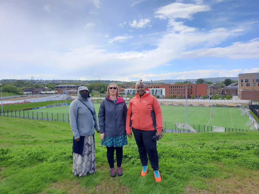 photo of 3 women outside at Sheffield Olympic Legacy Park