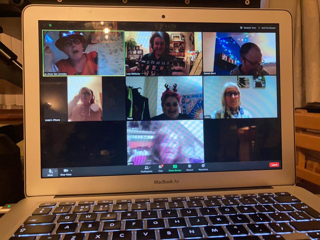photo of people on a Christmas Zoom call