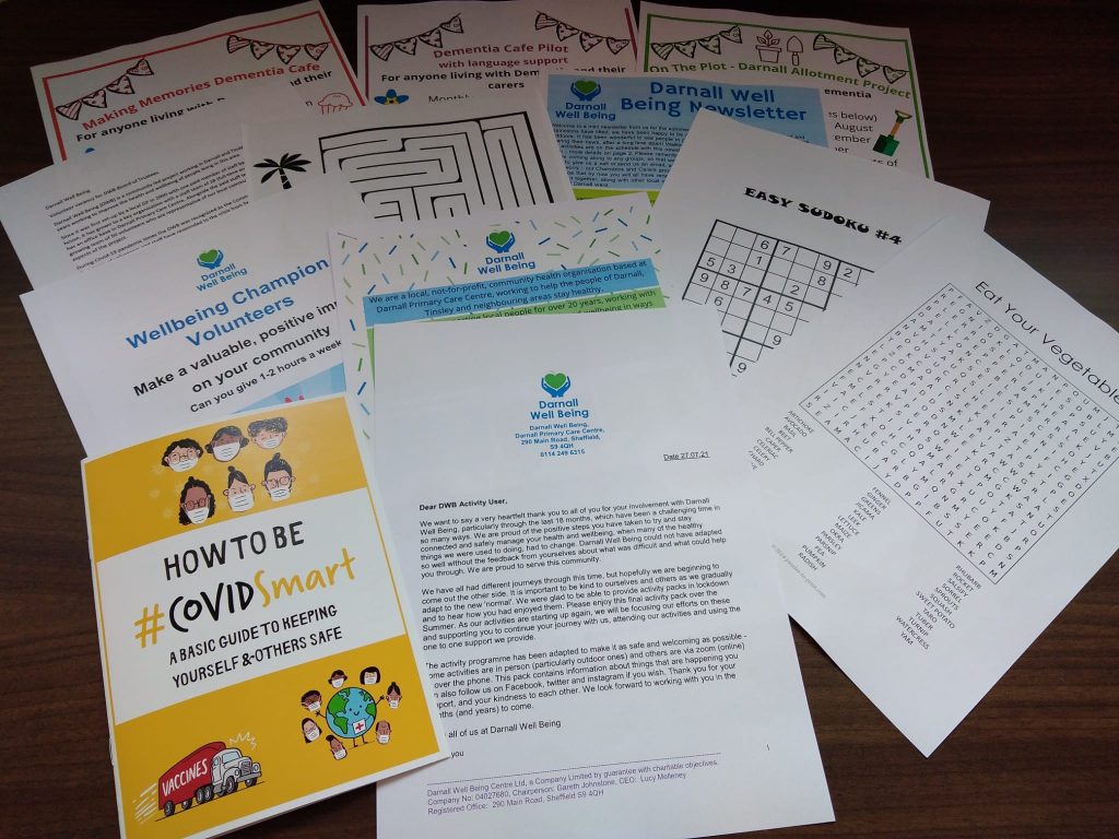 photo of activity sheets on a table