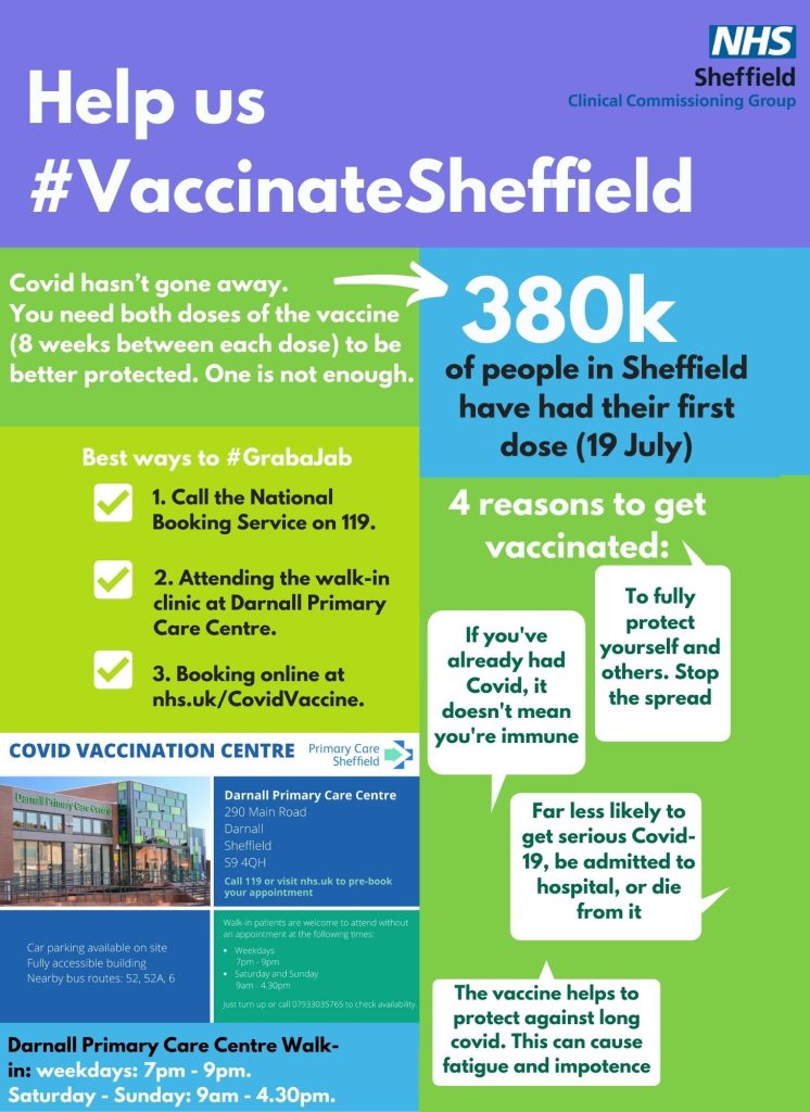 flyer advertising vaccinations in Darnall