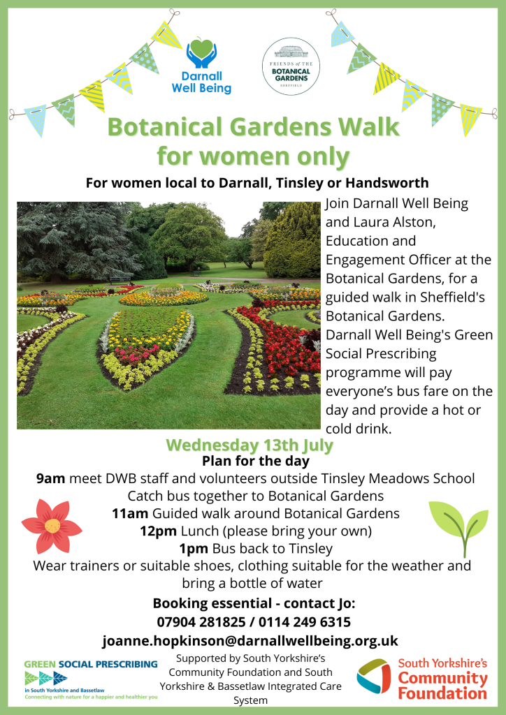 poster for women's walk at Botanical Gardens