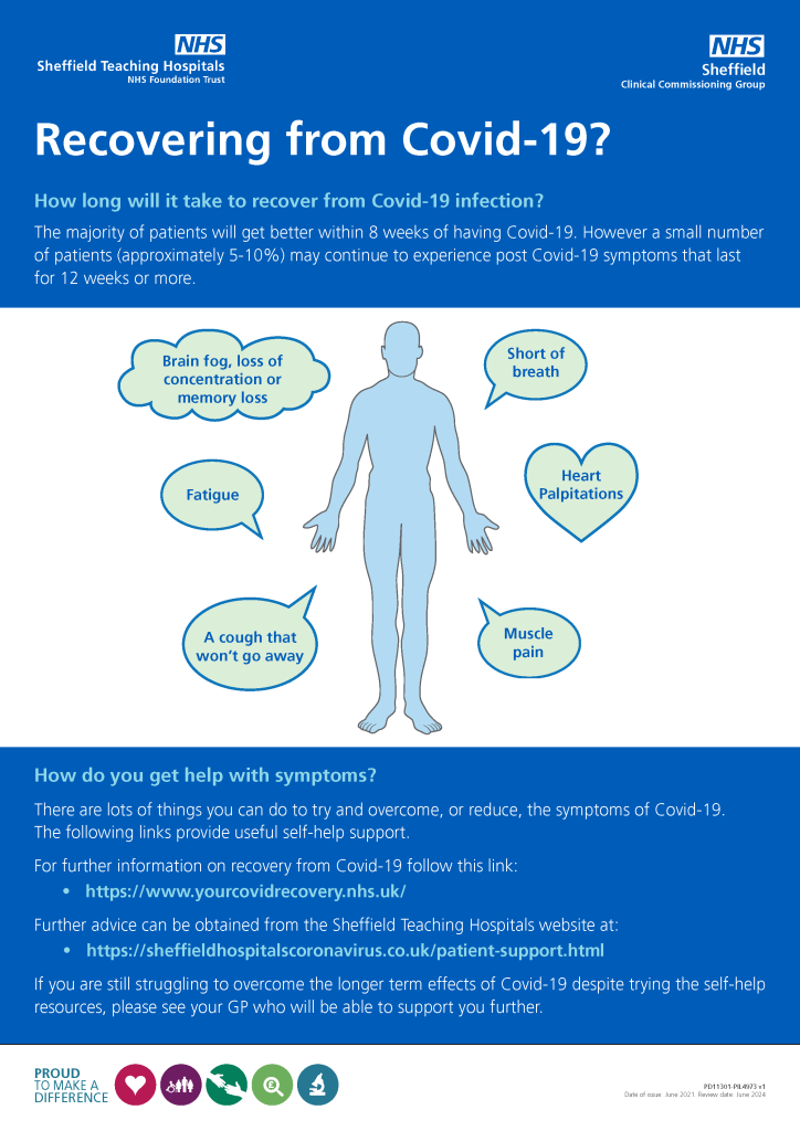 flyer explaining how to get help with Long Covid symptoms from Sheffield Teaching Hospitals.