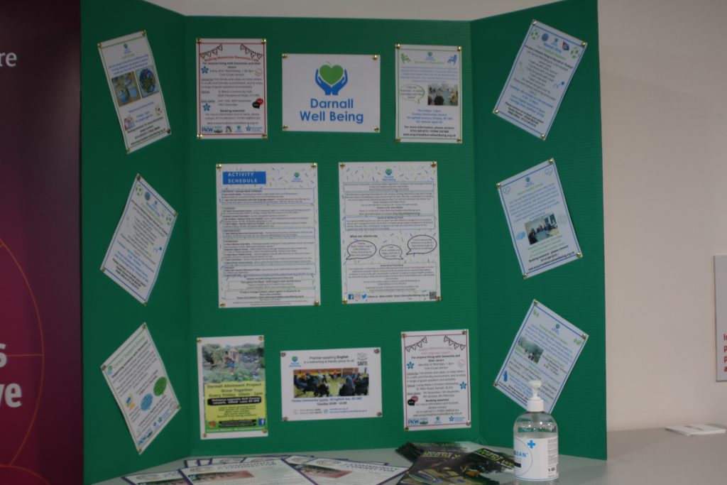 Information board displaying DWB activity flyers