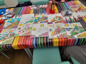 colourful coloured in pictured on a table