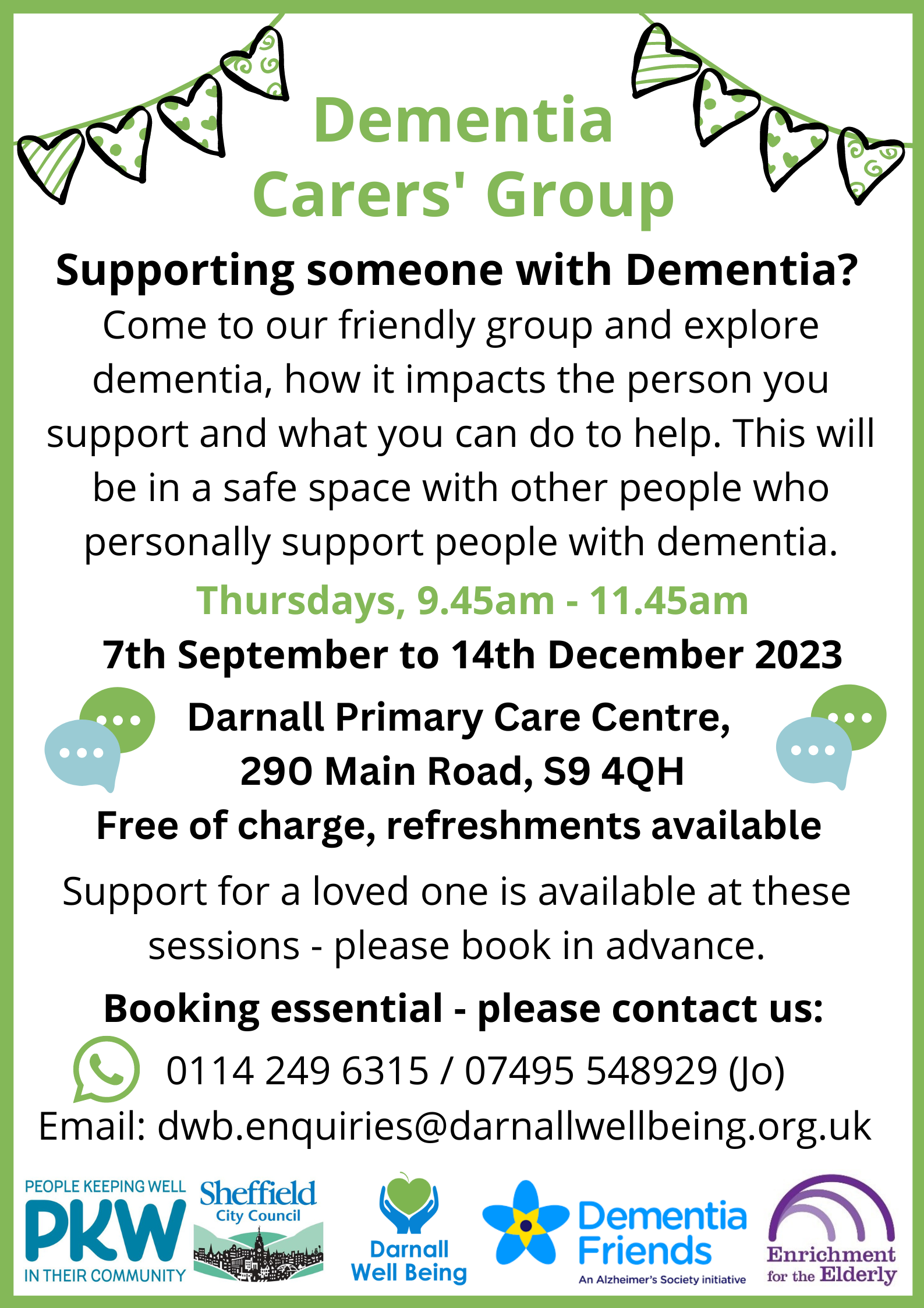 Dementia Carers' Group flyer