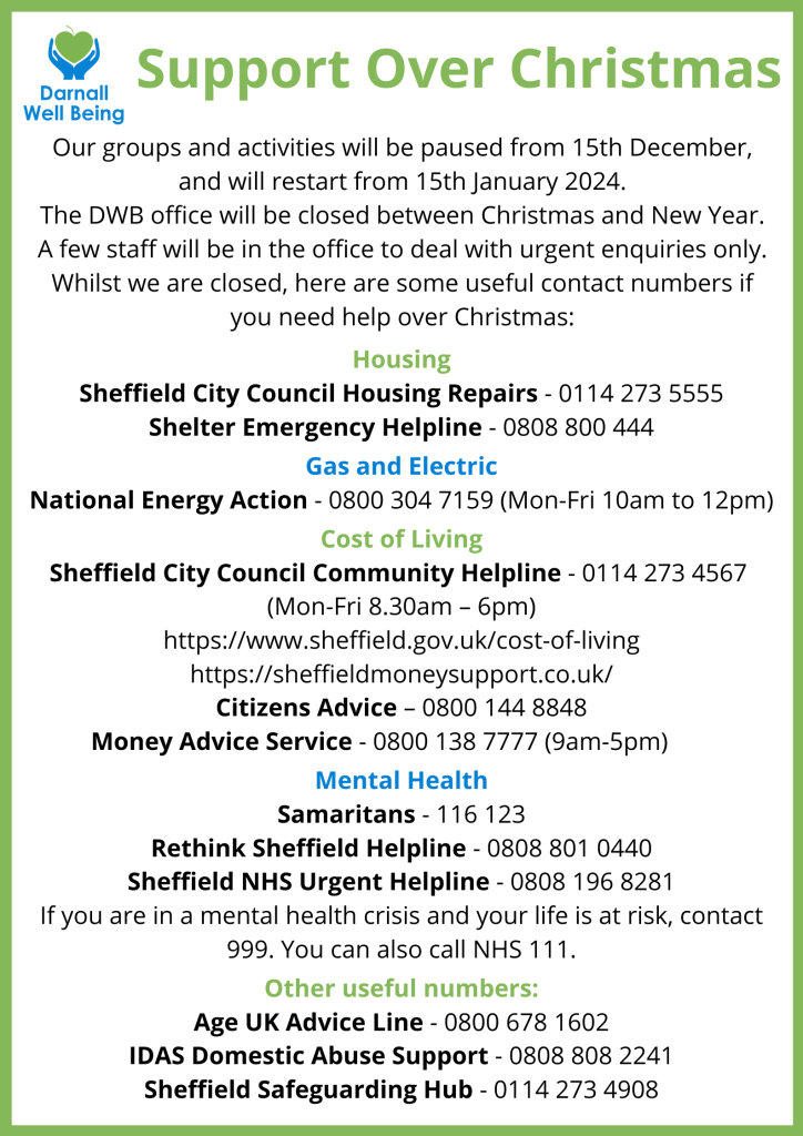 Christmas support information