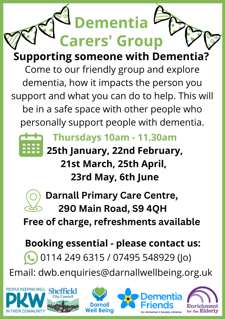 Dementia Carers' Group poster