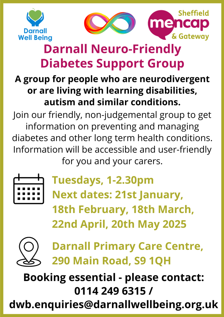 Darnall Neuro-Friendly Diabetes Support Group flyer