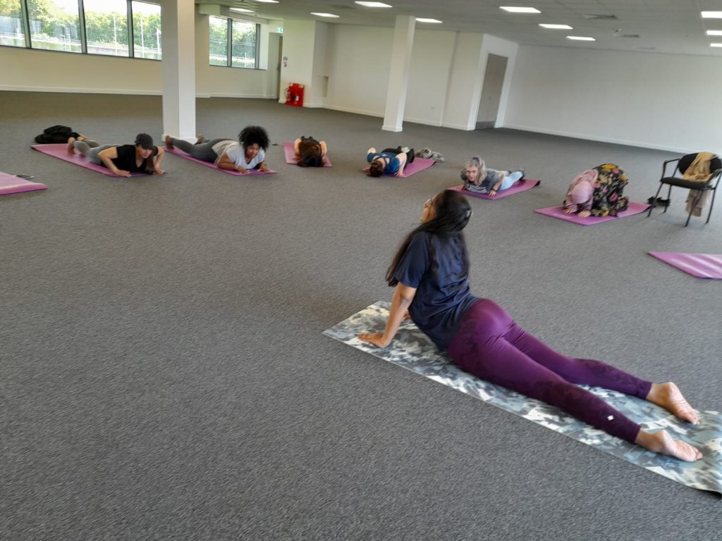 Women doing yoga